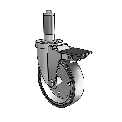 S30 Series Expanding Adapter Stainless Steel Swivel Caster with 5 x 1.25 Welded Disc Polyurethane Wheel and PosiLoc Brake
