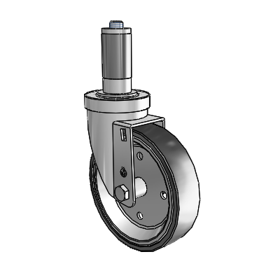 S30 Series Expanding Adapter Stainless Steel Swivel Caster with 5 x 1.25 Welded Disc Polyurethane Wheel