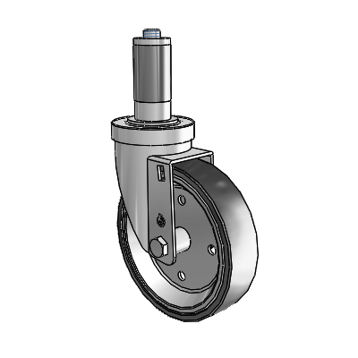 S30 Series Expanding Adapter Stainless Steel Swivel Caster with 5 x 1.25 Welded Disc Polyurethane Wheel