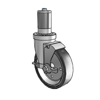 S30 Series Expanding Adapter Stainless Steel Swivel Caster with 5 x 1.25 Welded Disc Polyurethane Wheel and VertiLoc Brake