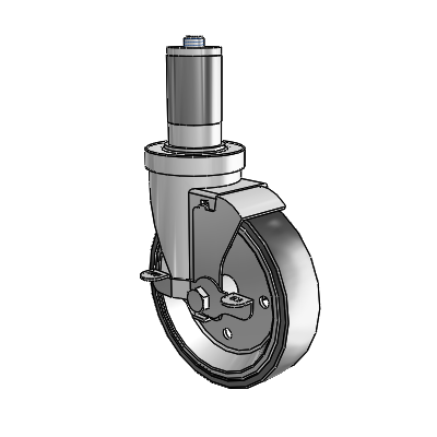 S30 Series Expanding Adapter Stainless Steel Swivel Caster with 5 x 1.25 Welded Disc Polyurethane Wheel and VertiLoc Brake