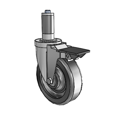 S30 Series Expanding Adapter Stainless Steel Swivel Caster with 5 x 1.5 Phenolic Wheel and PosiLoc Brake