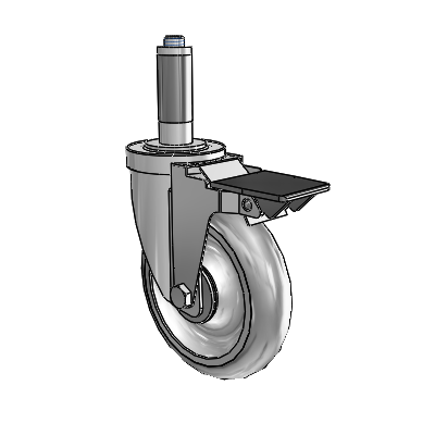 S30 Series Expanding Adapter Stainless Steel Swivel Caster with 5 x 1.25 Advantage TPR (Round) Wheel and PosiLoc Brake