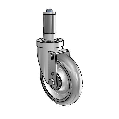 S30 Series Expanding Adapter Stainless Steel Swivel Caster with 5 x 1.25 Advantage TPR (Round) Wheel