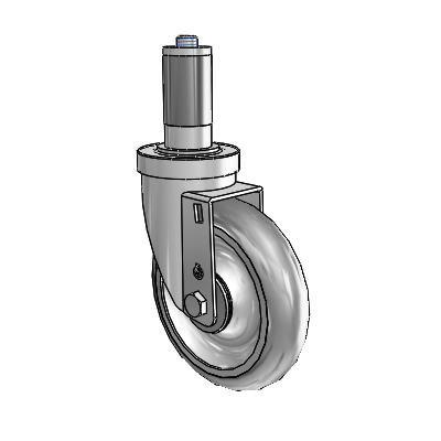 S30 Series Expanding Adapter Stainless Steel Swivel Caster with 5 x 1.25 Advantage TPR (Round) Wheel