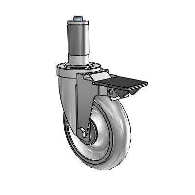 S30 Series Expanding Adapter Stainless Steel Swivel Caster with 5 x 1.25 Advantage TPR (Round) Wheel and PosiLoc Brake