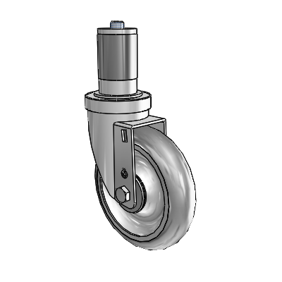 S30 Series Expanding Adapter Stainless Steel Swivel Caster with 5 x 1.25 Advantage TPR (Round) Wheel