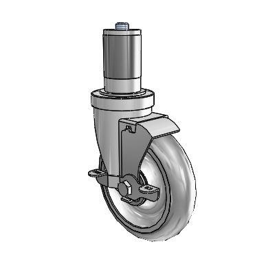 S30 Series Expanding Adapter Stainless Steel Swivel Caster with 5 x 1.25 Advantage TPR (Round) Wheel and VertiLoc Brake