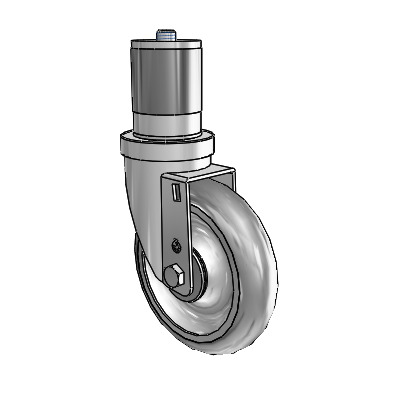 S30 Series Expanding Adapter Stainless Steel Swivel Caster with 5 x 1.25 Advantage TPR (Round) Wheel
