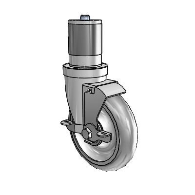 S30 Series Expanding Adapter Stainless Steel Swivel Caster with 5 x 1.25 Advantage TPR (Round) Wheel and VertiLoc Brake