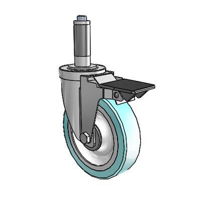 S30 Series Expanding Adapter Stainless Steel Swivel Caster with 5 x 1.25 Advantage Health Wheel and PosiLoc Brake