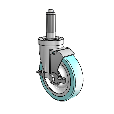 S30 Series Expanding Adapter Stainless Steel Swivel Caster with 5 x 1.25 Advantage Health Wheel and VertiLoc Brake