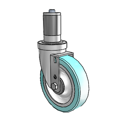 S30 Series Expanding Adapter Stainless Steel Swivel Caster with 5 x 1.25 Advantage Health Wheel