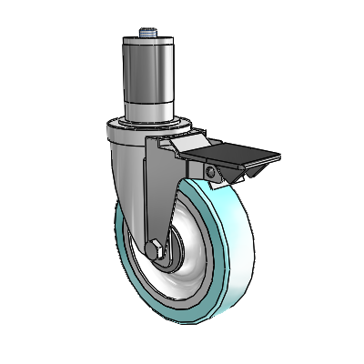 S30 Series Expanding Adapter Stainless Steel Swivel Caster with 5 x 1.25 Advantage Health Wheel and PosiLoc Brake