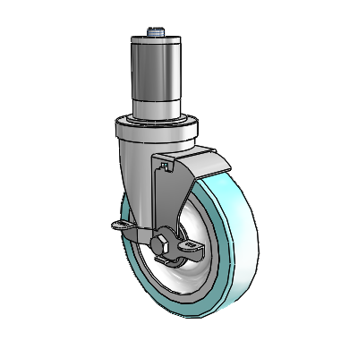 S30 Series Expanding Adapter Stainless Steel Swivel Caster with 5 x 1.25 Advantage Health Wheel and VertiLoc Brake