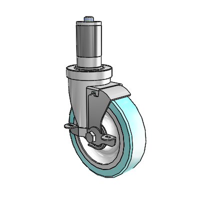 S30 Series Expanding Adapter Stainless Steel Swivel Caster with 5 x 1.25 Advantage Health Wheel and VertiLoc Brake