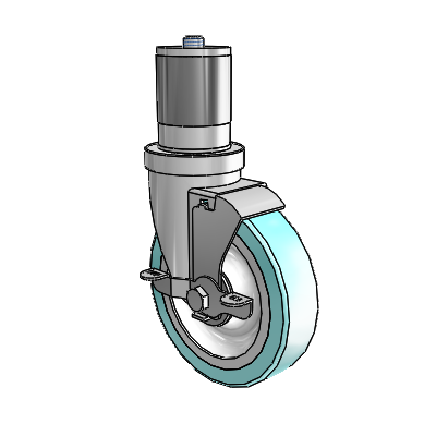 S30 Series Expanding Adapter Stainless Steel Swivel Caster with 5 x 1.25 Advantage Health Wheel and VertiLoc Brake