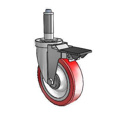 S30 Series Expanding Adapter Stainless Steel Swivel Caster with 5 x 1.25 Advantage Heat (Flat) Wheel and PosiLoc Brake