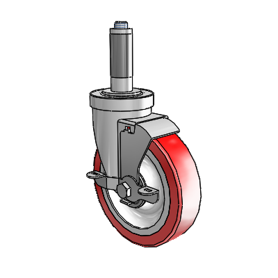 S30 Series Expanding Adapter Stainless Steel Swivel Caster with 5 x 1.25 Advantage Heat (Flat) Wheel and VertiLoc Brake