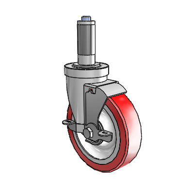 S30 Series Expanding Adapter Stainless Steel Swivel Caster with 5 x 1.25 Advantage Heat (Flat) Wheel and VertiLoc Brake