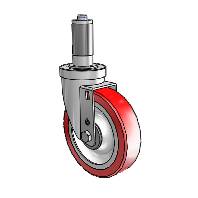 S30 Series Expanding Adapter Stainless Steel Swivel Caster with 5 x 1.25 Advantage Heat (Flat) Wheel