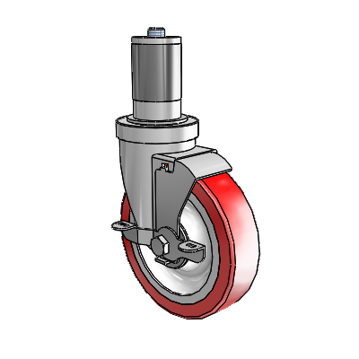S30 Series Expanding Adapter Stainless Steel Swivel Caster with 5 x 1.25 Advantage Heat (Flat) Wheel and VertiLoc Brake