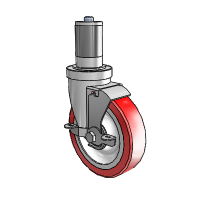 S30 Series Expanding Adapter Stainless Steel Swivel Caster with 5 x 1.25 Advantage Heat (Flat) Wheel and VertiLoc Brake