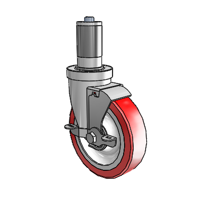 S30 Series Expanding Adapter Stainless Steel Swivel Caster with 5 x 1.25 Advantage Heat (Flat) Wheel and VertiLoc Brake