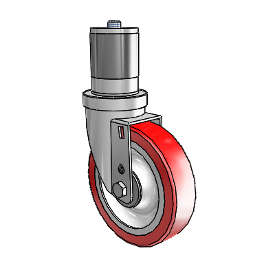 S30 Series Expanding Adapter Stainless Steel Swivel Caster with 5 x 1.25 Advantage Heat (Flat) Wheel