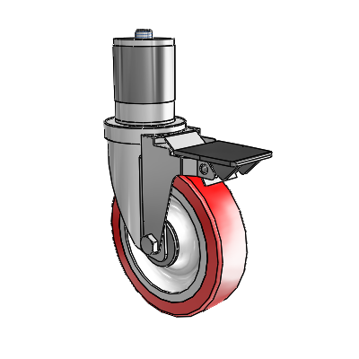S30 Series Expanding Adapter Stainless Steel Swivel Caster with 5 x 1.25 Advantage Heat (Flat) Wheel and PosiLoc Brake
