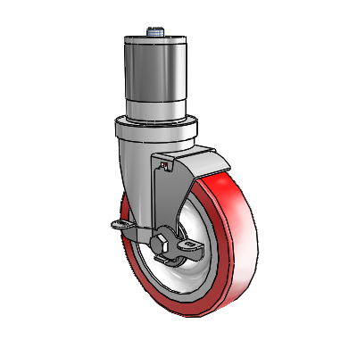 S30 Series Expanding Adapter Stainless Steel Swivel Caster with 5 x 1.25 Advantage Heat (Flat) Wheel and VertiLoc Brake