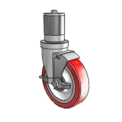 S30 Series Expanding Adapter Stainless Steel Swivel Caster with 5 x 1.25 Advantage Heat (Flat) Wheel and VertiLoc Brake