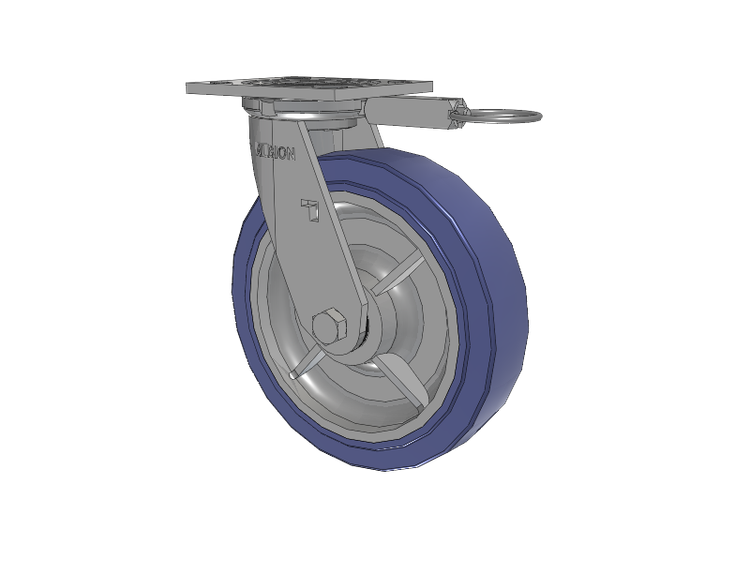 16 Series Top Plate Swivel Caster with 8 x 2 Blue HF - HydroTech (Flat) Wheel