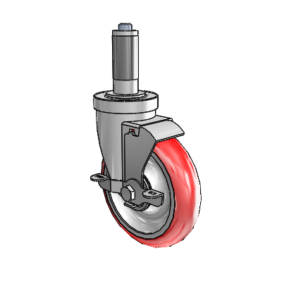 S30 Series Expanding Adapter Stainless Steel Swivel Caster with 5 x 1.25 Advantage Heat (Round) Wheel and VertiLoc Brake