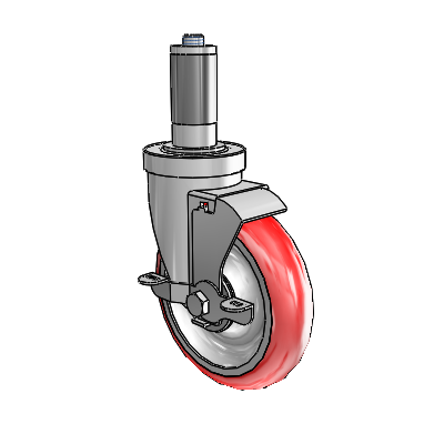 S30 Series Expanding Adapter Stainless Steel Swivel Caster with 5 x 1.25 Advantage Heat (Round) Wheel and VertiLoc Brake