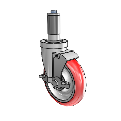 S30 Series Expanding Adapter Stainless Steel Swivel Caster with 5 x 1.25 Advantage Heat (Round) Wheel and VertiLoc Brake