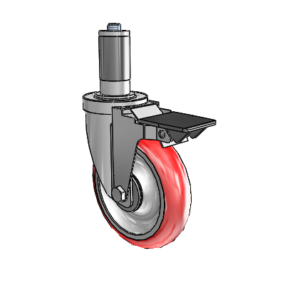 S30 Series Expanding Adapter Stainless Steel Swivel Caster with 5 x 1.25 Advantage Heat (Round) Wheel and PosiLoc Brake