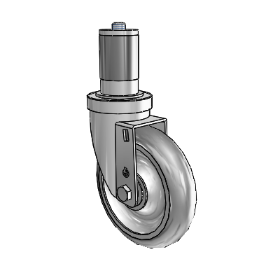 S30 Series Expanding Adapter Stainless Steel Swivel Caster with 5 x 1.25 PolyLock (Grey) Wheel