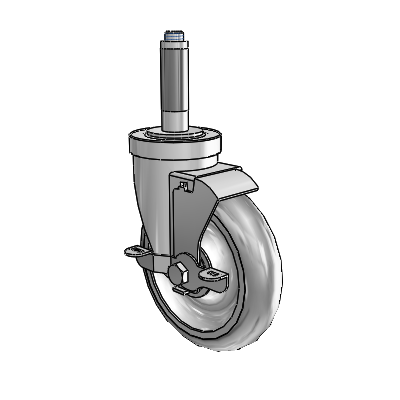 S30 Series Expanding Adapter Stainless Steel Swivel Caster with 5 x 1.25 PolyLock (Grey) Wheel and VertiLoc Brake