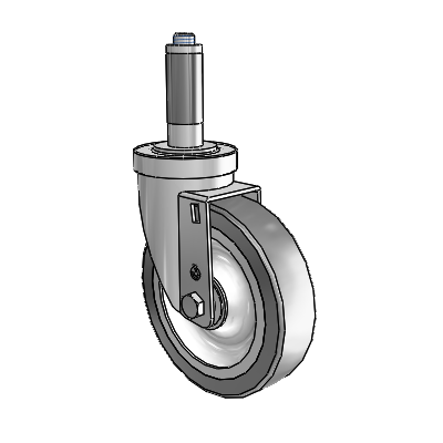 Roulette pivotante en acier inoxydable avec adaptateur extensible de la série S30, équipée de 5 roues Advantage TPR (plates) de 1,25