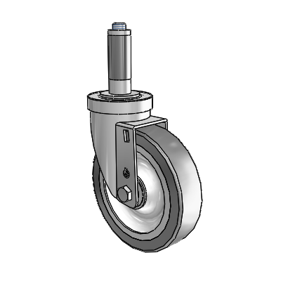 S30 Series Expanding Adapter Stainless Steel Swivel Caster with 5 x 1.25 Advantage TPR (Flat) Wheel