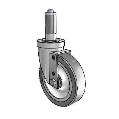 Roulette pivotante en acier inoxydable avec adaptateur extensible de la série S30, équipée de 5 roues Advantage TPR (plates) de 1,25