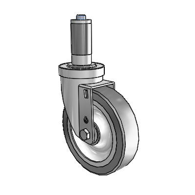 S30 Series Expanding Adapter Stainless Steel Swivel Caster with 5 x 1.25 Advantage TPR (Flat) Wheel