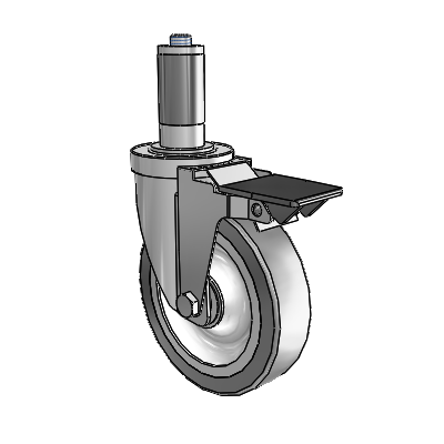 S30 Series Expanding Adapter Stainless Steel Swivel Caster with 5 x 1.25 Advantage TPR (Flat) Wheel and PosiLoc Brake