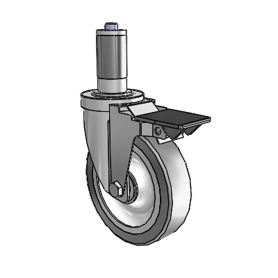 S30 Series Expanding Adapter Stainless Steel Swivel Caster with 5 x 1.25 Advantage TPR (Flat) Wheel and PosiLoc Brake