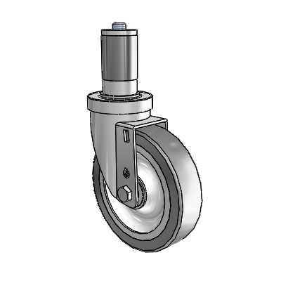 S30 Series Expanding Adapter Stainless Steel Swivel Caster with 5 x 1.25 Advantage TPR (Flat) Wheel