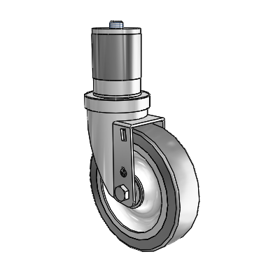 S30 Series Expanding Adapter Stainless Steel Swivel Caster with 5 x 1.25 Advantage TPR (Flat) Wheel