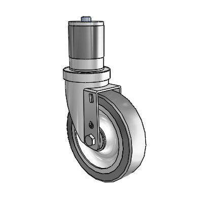 S30 Series Expanding Adapter Stainless Steel Swivel Caster with 5 x 1.25 Advantage TPR (Flat) Wheel