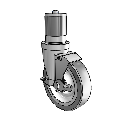 S30 Series Expanding Adapter Stainless Steel Swivel Caster with 5 x 1.25 Advantage TPR (Flat) Wheel and VertiLoc Brake