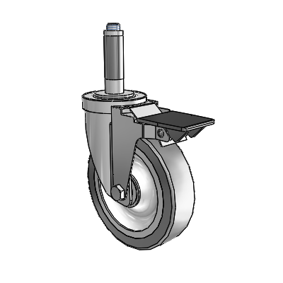 S30 Series Expanding Adapter Stainless Steel Swivel Caster with 5 x 1.25 Advantage TPR (Flat) Wheel and PosiLoc Brake